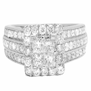 Anillo de plata esterlina S925 con diseño cuadrado de diamante Moissanite redondo y Princesa para mujer - Product Image 1