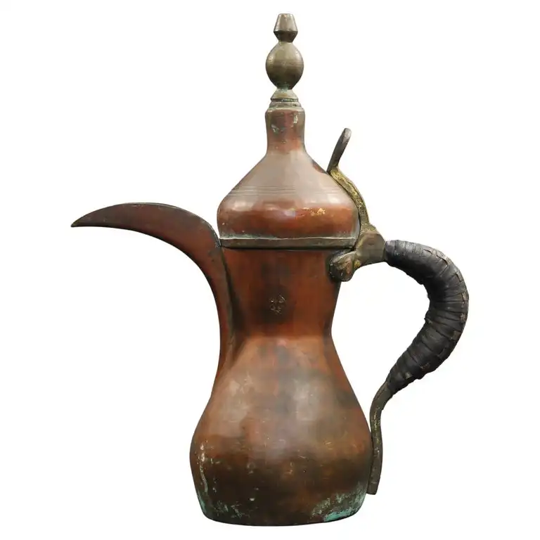 Kitchenware Copper Plated Tea Pot Finest Quality Round Metal Arabian Dallah Classic Luxury Large Size Coffee Pot