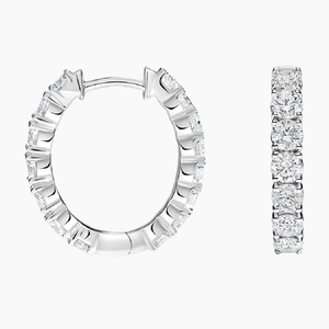 Boucles d'oreilles créoles minimalistes en or 10 carats avec diamants cultivés en laboratoire pour un usage quotidien Tendance plaqué or blanc et rose pour mariage - Product Image 2