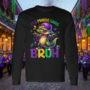 Camiseta de Manga Larga con Estampado de Cocodrilo de Mardi Gras, Cuello Redondo, Unisex, Impresión Digital, Actividades Promocionales, Adulto - Product Image 3