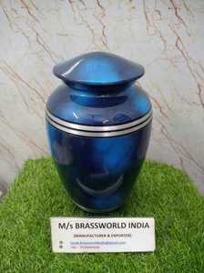 Urna de aluminio de cremación memorable para cenizas humanas, urnas de cremación para adultos personalizadas pulidas brillantes hechas a mano por Brassworld India - Product Image 4