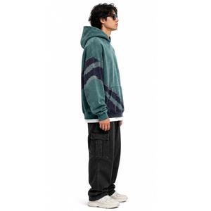 Sweat à capuche oversize en molleton épais 100 % coton délavé style vintage pour homme, avec poche kangourou, couleur unie, logo personnalisé, streetwear - Product Image 3