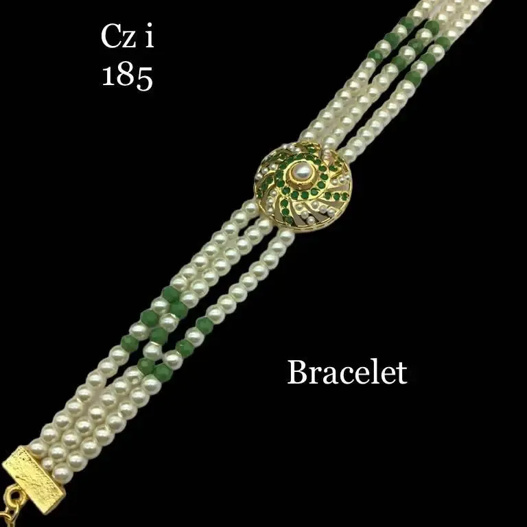 Купить браслет латунный Металлический Зеленый Круглый браслет Моти Зеленый Медный позолоченный жемчужный браслет традиционный искусственный