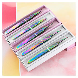 Fiber Tip Lash Tweezers Curve Isolation Eyelash Extension Tweezers 90° Boot Volume Applicator <b>Tool</b> - Product Image 5