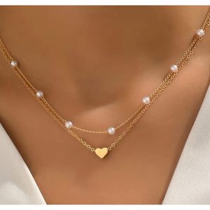ASCOMY collana in oro 14K placcato oro turchese cuore d'amore ciondolo delicato collo - Product Image 5