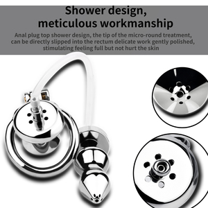 FRRK-3240 Negative Urethral <strong>Cock</strong> <strong>Cage</strong> with Beaded Butt Plug to Pee Clean Anus <strong>New</strong> Chastity Combination Device Sex Toys for Men - Product Image 2