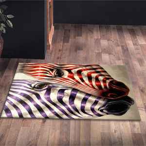 Alfombra con Estampado de Cebra, Colección de Alfombras con Estampado de Cebra, Alfombra Roja, Estampado Animal, Alfombra de Terciopelo - Product Image 5