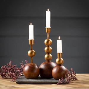 Portavelas de diseño hecho a mano puro con base de madera y mango Chapado en color negro de metal de una sola pieza con tarifas económicas - Product Image 3