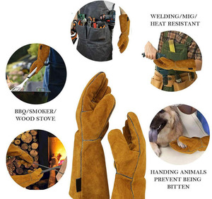 Guantes de Trabajo de Cuero Vacuno de Alto Rendimiento, Guantes de Soldadura de Cuero para Protección de Manos, Seguridad Industrial, Gran Venta - Product Image 4