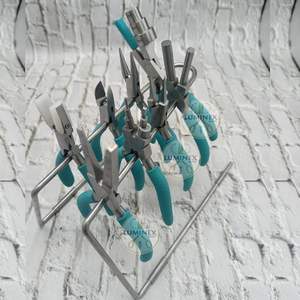 Ensemble d'outils professionnels de haute qualité en acier inoxydable pour bijoux, 8 pièces, support de rangement, poignées antidérapantes noires, mâchoires en nylon pour fil - Product Image 3