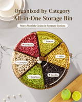 Conteneur de rangement alimentaire rotatif moderne pour cuisine - Organisateur de céréales sèches à 6 compartiments anti-humidité