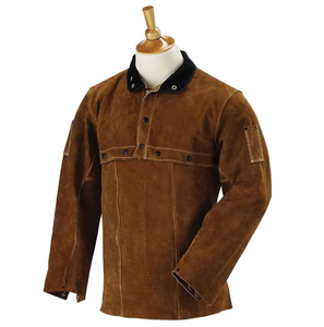 Chaqueta de soldadura de manga de cuero dividido de vaca impermeable de la mejor calidad, ropa de seguridad con babero - Product Image 2