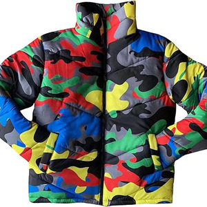 <b>Puffer</b> Bubble <b>Crop</b> Bomber <b>Jacket</b> with Printed Design Nylon Lining Thick Winter Casual Coat - Product Image 5