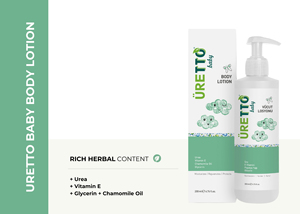 Lotion Corporelle Bébé URETTO 200ml Douce Hydratante à l'Urée, Huile de Camomille et Vitamine E pour une Peau de Bébé Douce, Lisse et Hydratée - Product Image 2