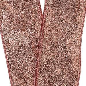 Ruban métallique or rose imprimé floral en lin et satin scintillant pour emballage cadeau d'anniversaire et d'Halloween - Product Image 2