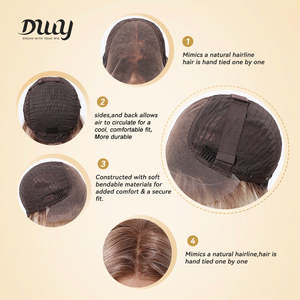 Clearance Sale on Zoe H-DWY 10 Inch Glueless Synthetic Lace Front T Part Water Wavy Blonde <b>Wig</b> Small Cap Size Transparent Lace - Product Image 6