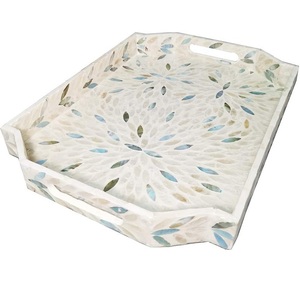 Bandeja de concha de laca grande, mesa de incrustación de hueso, Plato decorativo para fiestas de interior, bandeja de servicio de alimentos para el hogar y restaurante, novedad - Product Image 1