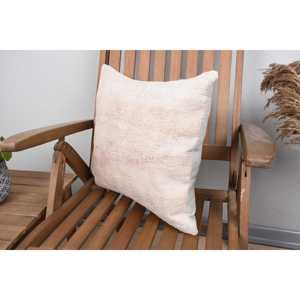 Almohada de lana de retazos Ikat Beige, 18x18 pulgadas, Cuadrado tejido con estampado Vintage de lujo para otoño, Halloween, sofá de plumas Rústicas - Product Image 3