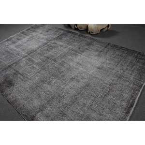 พรมตุรกีขนาด 6.1x9.7 ฟุต พรมวินเทจ พรมลายปะติดสีเทา ทำจากขนสัตว์ - Product Image 4