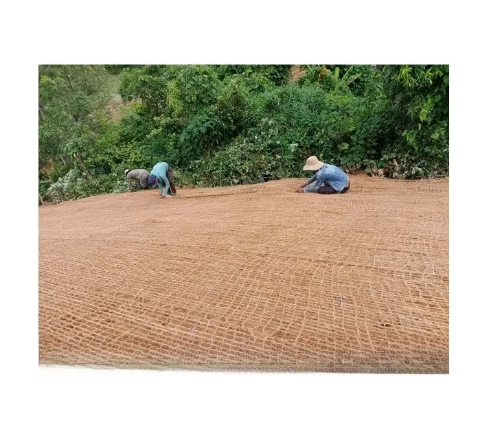 Sợi dừa vải địa kỹ thuật xơ dừa dệt bằng cả hai tay 100% tự nhiên được sử dụng để kiểm soát xói mòn đất và trượt đất