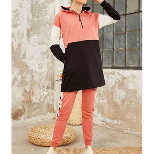 Vente flash, ensemble pantalon deux pièces en coton de haute qualité, personnalisable, nouvelle mode, style sportif, survêtement islamique musulman pour femmes, grande taille - Product Image 3
