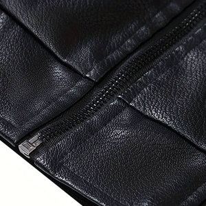 แจ็กเก็ตหนังสำหรับผู้ชายเสื้อแจ็กเก็ตหนังมีสไตล์มีหลายสี - Product Image 5