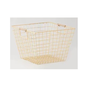 Round Shape Gold Color High Selling <b>Basket</b> <b>With</b> <b>Handle</b> Greatest Quality Metal Wedding and Birthday Gifting <b>Basket</b> - Product Image 5