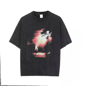 เสื้อยืดถักทรงโอเวอร์ไซส์ลายเรียบสำหรับผู้ชาย น้ำหนัก 220 กรัม รับผลิตแบบ OEM พร้อมบริการพิมพ์ลายตามสั่ง ขายส่ง - Product Image 2