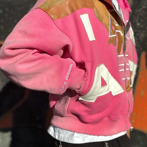 Sweat à capuche élégant en coton surdimensionné avec fermeture éclair et broderie, sweat à capuche vintage avec fermeture éclair et lavage à l'acide pour hommes - Product Image 5