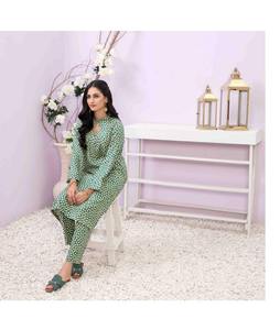 Vestido de seda de lino transpirable de alta calidad Salwar Kameez para mujer, ropa cómoda de estilo paquistaní, estampado de silueta recta - Product Image 5