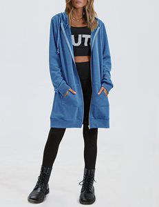 Veste à capuche oversize pour femmes Cardigan à capuche zippé sur le devant Sweat-shirt décontracté Manteau grande taille Vêtements d'extérieur à la mode - Product Image 5