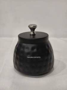 New Look Hammered Look Round Tabletop Container For Storage Handmade Black Multipurpose Box Storage Box Kitchenware Decorative - Product Image 4