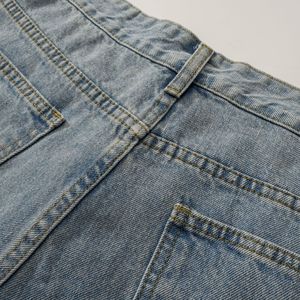 Jeans en denim pour hommes de qualité supérieure 2025, jeans décontractés à coupe ample, jeans surdimensionnés pour hommes, pantalon droit taille haute pour hommes, denim délavé à l'acide - Product Image 5
