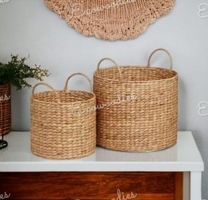 Cestas de almacenamiento de mimbre hechas a mano de diseño único Cesta de mimbre natural Tamaños personalizables con asas Cesta de almacenamiento - Product Image 2