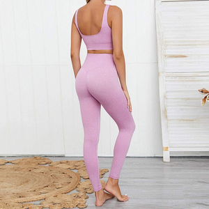 Logo personnalisé vêtements d'entraînement pantalons de yoga ensembles de leggings soutien-gorge de sport femmes sans couture respirant Yoga Fitness ensembles pour adultes - Product Image 2