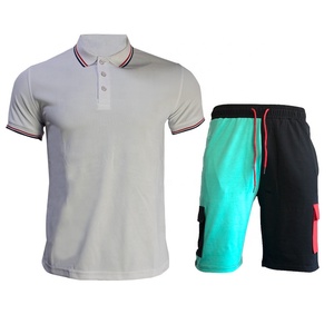 Conjunto de verano de dos piezas informal de talla grande para hombre, camiseta transpirable de gran tamaño y ropa de abrigo corta ecológica - Product Image 5