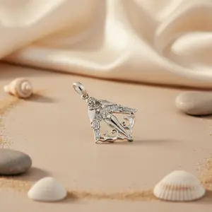 "925 Silver Rose Gold Rhodium Plated <b>Angel</b> <b>Charm</b> Pendant for Women" - Product Image 3