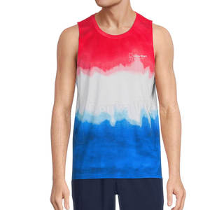 Camiseta sin mangas de algodón 100% de secado rápido para hombre, diseño personalizado OEM con estampado Tie Dye, ropa deportiva personalizada para adultos. - Product Image 4