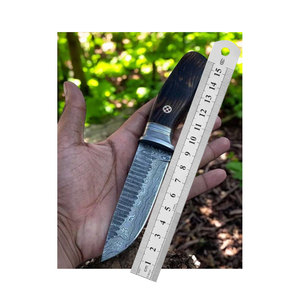 Cuchillo de Camping KBS GOODS, Hoja de Acero de Damasco Personalizable, Mango de Madera de Nogal, Alta Calidad, Hecho a Mano, 12 Pulgadas, Grado Industrial, 3 Años - Product Image 1