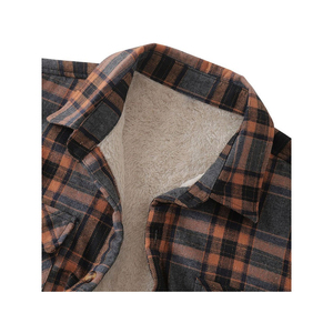 Chemises pour hommes en flanelle de coton à carreaux surdimensionnés lavés à l'acide minéral - Product Image 4