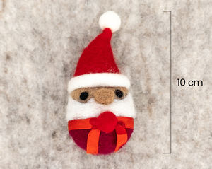 10cm fait à la main feutre Mini tête de père noël avec ruban ornement arbre de noël jouet suspendu et arbre de noël jouet tête de père noël ornement - Product Image 3