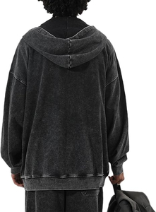 Sudadera con Capucha Extra Grande Estilo Vintage para Mujer, Chaqueta Holgada con Lavado Ácido, Estilo Y2K Retro Grunge, Sudadera con Cremallera, Ajuste Holgado, OEM - Product Image 3