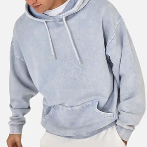 Sudadera con Capucha para Hombre, de Alta Calidad, Corte Regular, Lavado Ácido, Forro Polar, Resistente al Viento, para Invierno, Estilo Urbano, Material de Poliéster y Algodón, Diseño Liso - Product Image 2