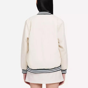 Veste universitaire classique pour femme en toile imperméable réversible bleu marine et noir, style Letterman, boutonnée, pour le baseball et le streetwear décontracté - Product Image 5