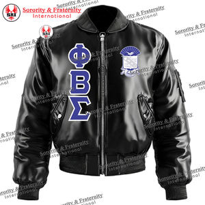 Phi Beta Sigma Fraternité Veste universitaire tout cuir avec broderie personnalisée 100% cuir grec Letterman OEM Supply - Product Image 5
