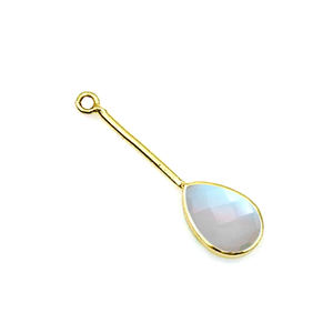 Unisexe 13x9mm Facettes Opalite Poire Gemme Pendentif Or Vermeil Argent Sterling Fine Jewelry Fantaisie Lunette Connecteur Blanc - Product Image 1