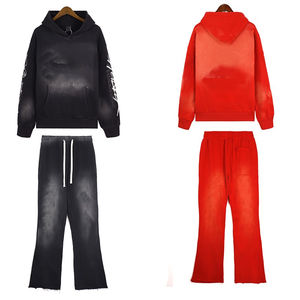 Pantalon de survêtement évasé noir décontracté Hiver 2026 100% Polyester, Sweat à capuche délavé à l'acide, Bas évasés personnalisés, Vêtements de sport fitness, Grande taille - Product Image 2