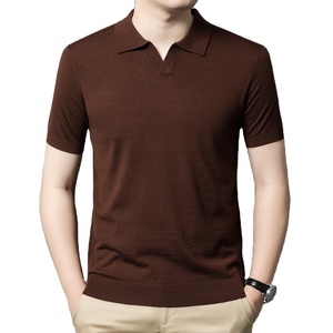 Custom Men Sweater Short Sleeve T-<b>shirt</b> <b>Half</b> Sleeve Bottom Knit Polo <b>Shirt</b> Jumpers Pullovers <b>Button</b> Placket Spring Autumn - Product Image 1