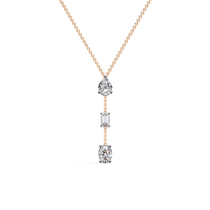 สร้อยคอเพชรทองคำแท้14K 3ก้อนสำหรับปลูกในห้องปฏิบัติการสร้อยคอเพชรสำหรับงานแต่งงานสร้อยคอผู้หญิงสำหรับเครื่องประดับครบรอบ - Product Image 1