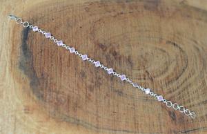 Pulsera DE TENIS perfecta hecha a mano con patrón de bloqueo Unisex para mujer, Plata de Ley 925 sólida con joyería de piedras preciosas de cuarzo rosa fina - Product Image 5